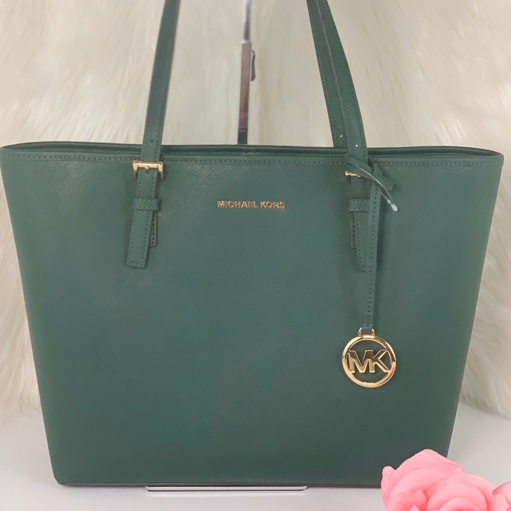 🌸Michael Kors MD CarryAll Tote Bag Racing Green - Picture 1 of 7